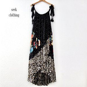 Free People Black Floral Patchwork Maxi Dress